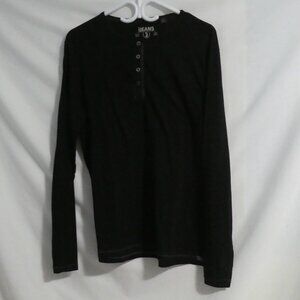 I JEANS | medium | Semi Sheer Black Long Sleeve Shirt | Partial Button-Up Front